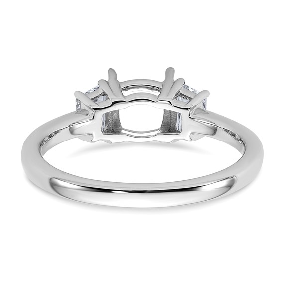 Gold Diamond Cushion and Trapezoid 3-Stone Bridal Rings