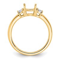 14K Yellow Gold 0.38 Carat Lab Grown Diamond VS+ F+ Half Moon 1 Carat Cushion Center Semi Mount Three Stone Engagement Ring view 2