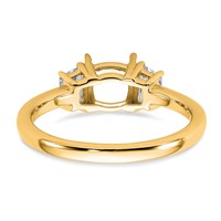 14K Yellow Gold 0.38 Carat Lab Grown Diamond VS+ F+ Half Moon 1 Carat Cushion Center Semi Mount Three Stone Engagement Ring view 3