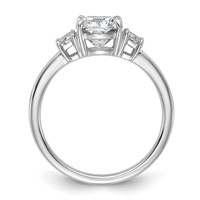 14K White Gold 1.88 Carat Lab Grown Diamond VS+ F+ Cushion and Half Moon Complete Three Stone Engagement Ring view 2