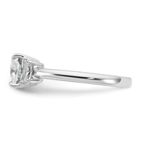 14K White Gold 1.88 Carat Lab Grown Diamond VS+ F+ Cushion and Half Moon Complete Three Stone Engagement Ring view 3