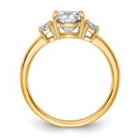 14K Yellow Gold 1.88 Carat Certified Lab Grown Diamond VS+ F+ Cushion and Half Moon Complete Three Stone Engagement Ring view 2
