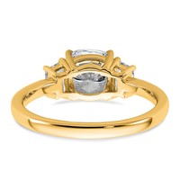 14K Yellow Gold 1.88 Carat Certified Lab Grown Diamond VS+ F+ Cushion and Half Moon Complete Three Stone Engagement Ring view 5