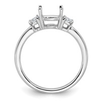 14K White Gold 0.38 Carat Lab Grown Diamond VS+ F+ Half Moon 1.50 Carat Cushion Center Semi Mount Three Stone Engagement Ring view 2
