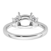 14K White Gold 0.38 Carat Lab Grown Diamond VS+ F+ Half Moon 1.50 Carat Cushion Center Semi Mount Three Stone Engagement Ring view 3
