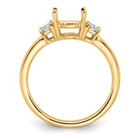 14K Yellow Gold 0.38 Carat Lab Grown Diamond VS+ F+ Half Moon 1.50 Carat Cushion Center Semi Mount Three Stone Engagement Ring view 2