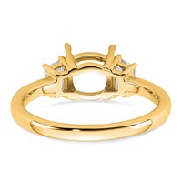 14K Yellow Gold 0.38 Carat Lab Grown Diamond VS+ F+ Half Moon 1.50 Carat Cushion Center Semi Mount Three Stone Engagement Ring view 3