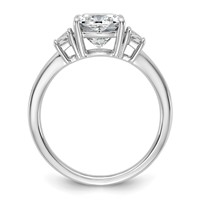 14K White Gold 2.50 Carat Lab Grown Diamond VS+ F+ Cushion and Half Moon Complete Three Stone Engagement Ring view 2