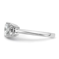 14K White Gold 2.50 Carat Lab Grown Diamond VS+ F+ Cushion and Half Moon Complete Three Stone Engagement Ring view 3
