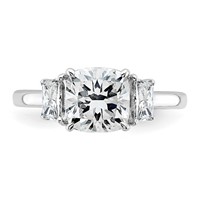 14K White Gold 2.50 Carat Lab Grown Diamond VS+ F+ Cushion and Half Moon Complete Three Stone Engagement Ring view 4