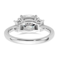 14K White Gold 2.50 Carat Lab Grown Diamond VS+ F+ Cushion and Half Moon Complete Three Stone Engagement Ring view 5