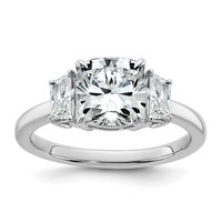 14K White Gold 2.50 Carat Lab Grown Diamond VS+ F+ Cushion and Half Moon Complete Three Stone Engagement Ring view 1