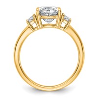 14K Yellow Gold 2.50 Carat Certified Lab Grown Diamond VS+ F+ Cushion and Half Moon Complete Three Stone Engagement Ring view 2