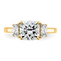 14K Yellow Gold 2.50 Carat Certified Lab Grown Diamond VS+ F+ Cushion and Half Moon Complete Three Stone Engagement Ring view 4