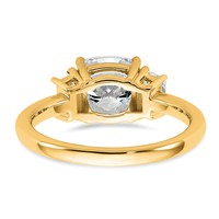 14K Yellow Gold 2.50 Carat Certified Lab Grown Diamond VS+ F+ Cushion and Half Moon Complete Three Stone Engagement Ring view 5