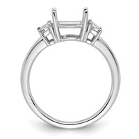 14K White Gold 0.50 Carat Lab Grown Diamond VS+ F+ Half Moon 2 Carat Cushion Center Semi Mount Three Stone Engagement Ring view 2