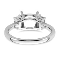 14K White Gold 0.50 Carat Lab Grown Diamond VS+ F+ Half Moon 2 Carat Cushion Center Semi Mount Three Stone Engagement Ring view 3