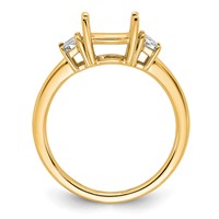 14K Yellow Gold 0.50 Carat Lab Grown Diamond VS+ F+ Half Moon 2 Carat Cushion Center Semi Mount Three Stone Engagement Ring view 2