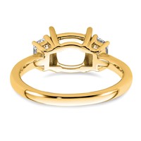 14K Yellow Gold 0.50 Carat Lab Grown Diamond VS+ F+ Half Moon 2 Carat Cushion Center Semi Mount Three Stone Engagement Ring view 3