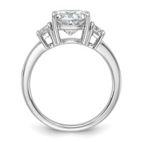 14K White Gold 3.12 Carat Lab Grown Diamond VS+ F+ Cushion and Half Moon Complete Three Stone Engagement Ring view 2