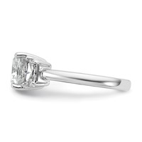 14K White Gold 3.12 Carat Lab Grown Diamond VS+ F+ Cushion and Half Moon Complete Three Stone Engagement Ring view 3