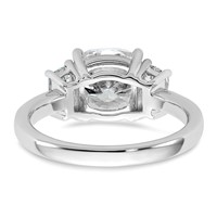 14K White Gold 3.12 Carat Lab Grown Diamond VS+ F+ Cushion and Half Moon Complete Three Stone Engagement Ring view 5