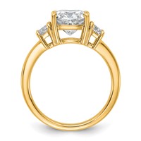 14K Yellow Gold 3.12 Carat Certified Lab Grown Diamond VS+ F+ Cushion and Half Moon Complete Three Stone Engagement Ring view 2