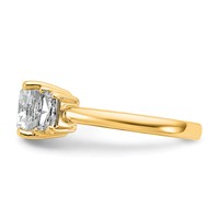 14K Yellow Gold 3.12 Carat Certified Lab Grown Diamond VS+ F+ Cushion and Half Moon Complete Three Stone Engagement Ring view 3