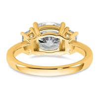 14K Yellow Gold 3.12 Carat Certified Lab Grown Diamond VS+ F+ Cushion and Half Moon Complete Three Stone Engagement Ring view 5