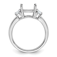14K White Gold 0.75 Carat Lab Grown Diamond VS+ F+ Half Moon 2.50 Carat Cushion Center Semi Mount Three Stone Engagement Ring view 2