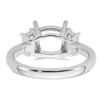 14K White Gold 0.75 Carat Lab Grown Diamond VS+ F+ Half Moon 2.50 Carat Cushion Center Semi Mount Three Stone Engagement Ring view 3