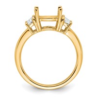 14K Yellow Gold 0.75 Carat Lab Grown Diamond VS+ F+ Half Moon 2.50 Carat Cushion Center Semi Mount Three Stone Engagement Ring view 2