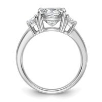 14K White Gold 3.75 Carat Certified Lab Grown Diamond VS+ F+ Cushion and Half Moon Complete Three Stone Engagement Ring view 2