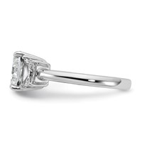 14K White Gold 3.75 Carat Certified Lab Grown Diamond VS+ F+ Cushion and Half Moon Complete Three Stone Engagement Ring view 3