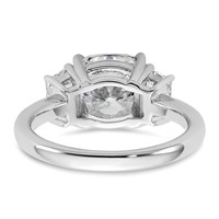 14K White Gold 3.75 Carat Certified Lab Grown Diamond VS+ F+ Cushion and Half Moon Complete Three Stone Engagement Ring view 5
