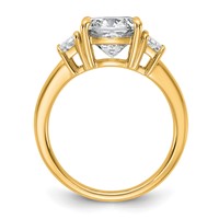 14K Yellow Gold 3.75 Carat Certified Lab Grown Diamond VS+ F+ Cushion and Half Moon Complete Three Stone Engagement Ring view 2
