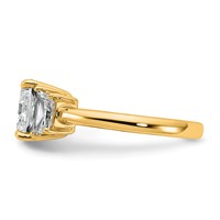 14K Yellow Gold 3.75 Carat Certified Lab Grown Diamond VS+ F+ Cushion and Half Moon Complete Three Stone Engagement Ring view 3