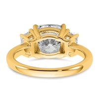 14K Yellow Gold 3.75 Carat Certified Lab Grown Diamond VS+ F+ Cushion and Half Moon Complete Three Stone Engagement Ring view 5