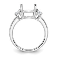 14K White Gold 0.75 Carat Lab Grown Diamond VS+ F+ Half Moon 3 Carat Cushion Center Semi Mount Three Stone Engagement Ring view 2