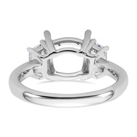 14K White Gold 0.75 Carat Lab Grown Diamond VS+ F+ Half Moon 3 Carat Cushion Center Semi Mount Three Stone Engagement Ring view 3