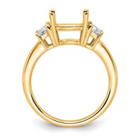 14K Yellow Gold 0.75 Carat Lab Grown Diamond VS+ F+ Half Moon 3 Carat Cushion Center Semi Mount Three Stone Engagement Ring view 2