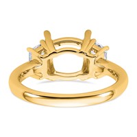14K Yellow Gold 0.75 Carat Lab Grown Diamond VS+ F+ Half Moon 3 Carat Cushion Center Semi Mount Three Stone Engagement Ring view 3