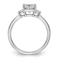 14K White Gold 1.38 Carat Certified Lab Grown Diamond VS+ F+ Princess and Trapezoid Complete Three Stone Engagement Ring view 2