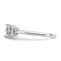 14K White Gold 1.38 Carat Certified Lab Grown Diamond VS+ F+ Princess and Trapezoid Complete Three Stone Engagement Ring view 3