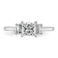 14K White Gold 1.38 Carat Certified Lab Grown Diamond VS+ F+ Princess and Trapezoid Complete Three Stone Engagement Ring view 4