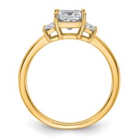 14K Yellow Gold 1.38 Carat Certified Lab Grown Diamond VS+ F+ Princess and Trapezoid Complete Three Stone Engagement Ring view 2