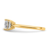 14K Yellow Gold 1.38 Carat Certified Lab Grown Diamond VS+ F+ Princess and Trapezoid Complete Three Stone Engagement Ring view 3