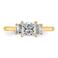 14K Yellow Gold 1.38 Carat Certified Lab Grown Diamond VS+ F+ Princess and Trapezoid Complete Three Stone Engagement Ring view 4