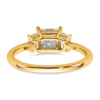 14K Yellow Gold 1.38 Carat Certified Lab Grown Diamond VS+ F+ Princess and Trapezoid Complete Three Stone Engagement Ring view 5