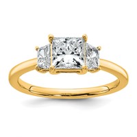 14K Yellow Gold 1.38 Carat Certified Lab Grown Diamond VS+ F+ Princess and Trapezoid Complete Three Stone Engagement Ring view 1